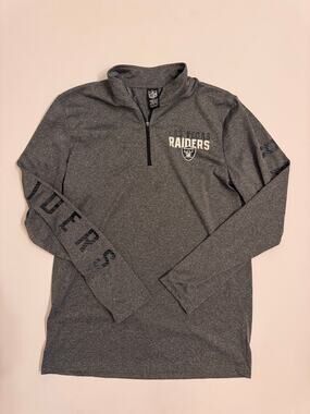 NFL Team Apparel Men's 1/4 Zip Gray Las Vegas Raiders Pullover Lightweight S